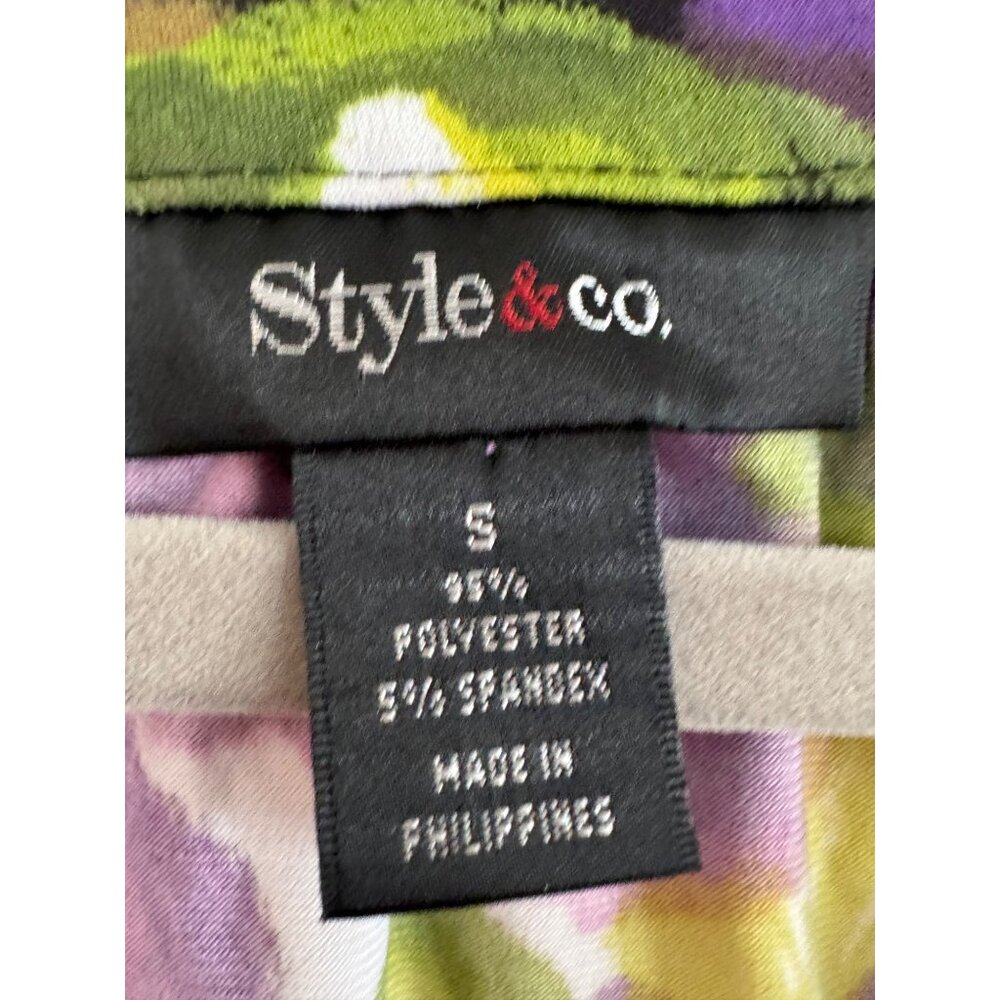 Style & Co Floral Print Beaded Neckline Blouse S Womens Polyester/Spandex Purple - Picture 3 of 4